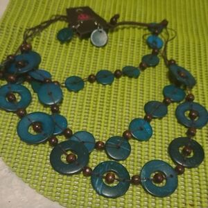 Elegant Blue and Brown Necklace